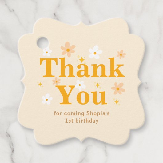 Yellow Daisy Verjaardag Dank u Bedankjes Labels (Voorkant)