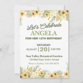  Yellow Daisy verjaardagsfeestje uitnodiging