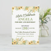  Yellow Daisy verjaardagsfeestje uitnodiging (Staand voorkant)