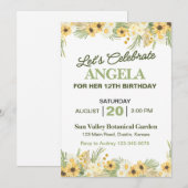  Yellow Daisy verjaardagsfeestje uitnodiging (Voorkant / Achterkant)