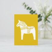 Yellow Dala Horse Briefkaart (Staand voorkant)
