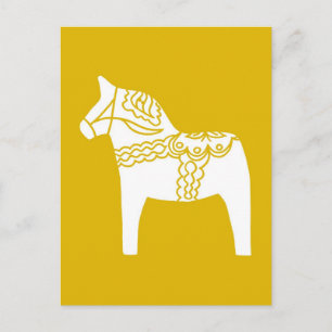 Yellow Dala Horse Briefkaart