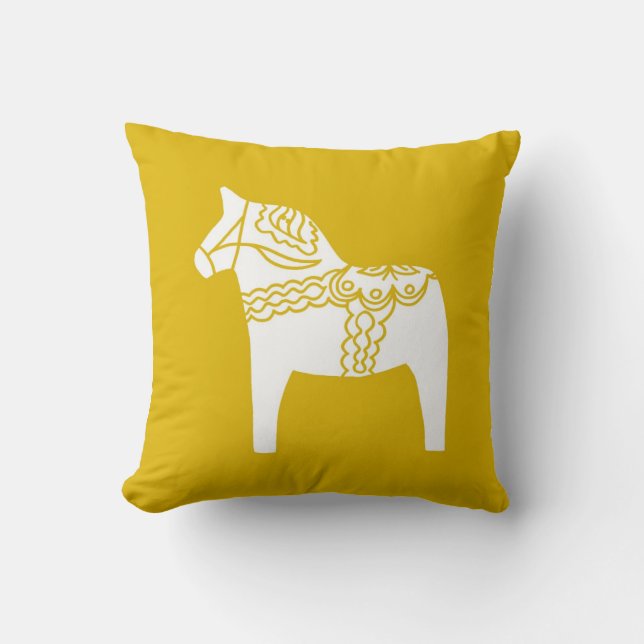 Yellow Dala Horse Kussen (Voorkant)