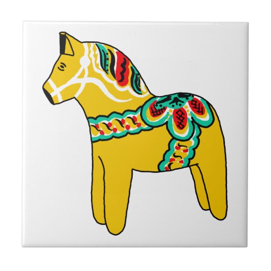 Yellow Dala Horse Tegeltje (Voorkant)