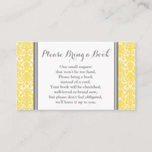 Yellow Damask Baby shower Book Request Card Informatiekaartje