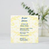 Yellow Damask Background Bridal Shower Invitation Kaart (Staand voorkant)