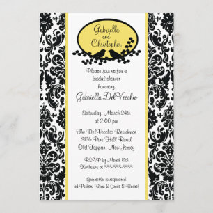 Yellow Damask Bridal Shower Invitation Kaart
