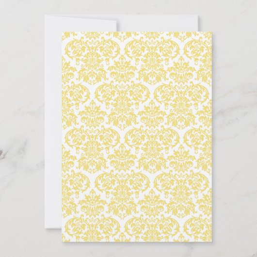 Yellow Damask Cross Baptisme Invitation Kaart (Achterkant)