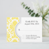 Yellow Damask Custom Wedding RSVP Kaart (Staand voorkant)