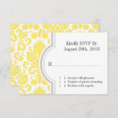 Yellow Damask Custom Wedding RSVP Kaart (Voorkant / Achterkant)