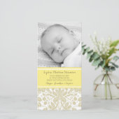 Yellow Damask Dank je Baby shower fotokaarten Bedankkaart (Staand voorkant)