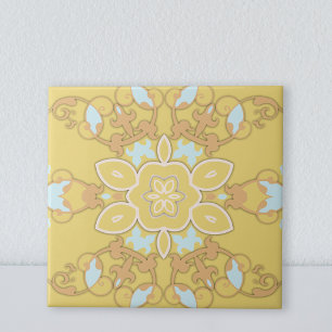 Yellow Damask  Elegant esthetische Vintage Tegeltje