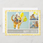 Yellow Damask | Foto Collage Happy Paast Kaart (Voorkant / Achterkant)