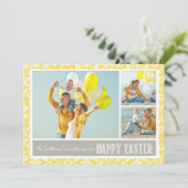 Yellow Damask | Foto Collage Happy Paast Kaart (Staand voorkant)