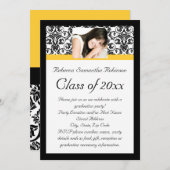 Yellow Damask Foto Girl's Afstuderen Kaart (Voorkant / Achterkant)