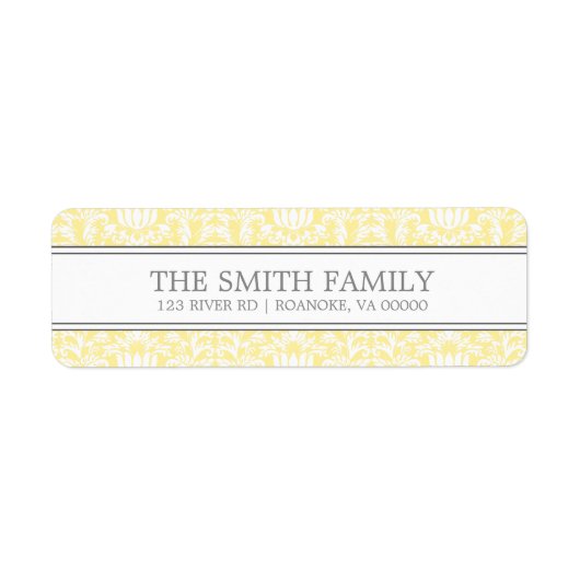 Yellow Damask Pattern Etiket (Voorkant)