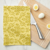 Yellow Damask Pattern Theedoek (Quarter Fold)