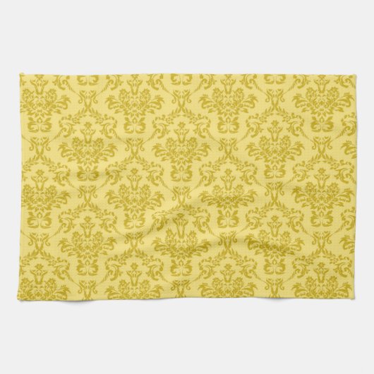 Yellow Damask Pattern Theedoek (Horizontaal)