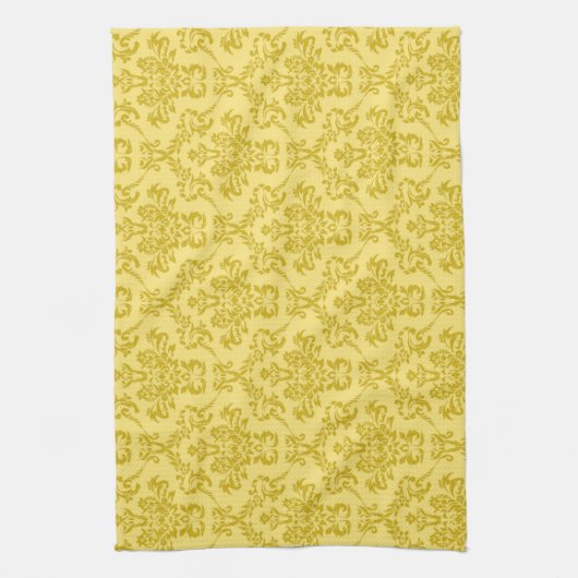 Yellow Damask Pattern Theedoek (Verticaal)