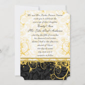 Yellow Damask Swirls Wedding Invitation Kaart (Voorkant)
