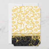 Yellow Damask Swirls Wedding Invitation Kaart (Achterkant)