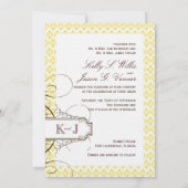 Yellow Damask Tropical Palm Wedding Invitation Kaart (Achterkant)