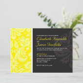 Yellow Damask Wedding Invitations Kaart (Staand voorkant)