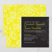 Yellow Damask Wedding Invitations Kaart (Voorkant / Achterkant)