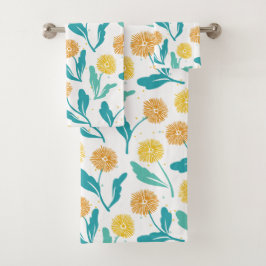Yellow Dandelion Floral Pattern - Natuur-geïnspire Bad Handdoek