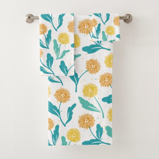 Yellow Dandelion Floral Pattern - Natuur-geïnspire Bad Handdoek (Insitu)