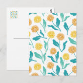 Yellow Dandelion Floral Pattern - Natuur-geïnspire Briefkaart (Voorkant / Achterkant)
