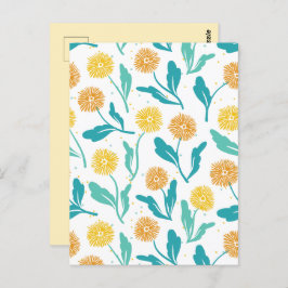 Yellow Dandelion Floral Pattern - Natuur-geïnspire Briefkaart