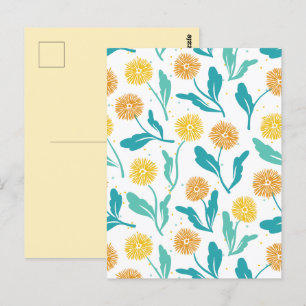 Yellow Dandelion Floral Pattern - Natuur-geïnspire Briefkaart