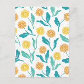 Yellow Dandelion Floral Pattern - Natuur-geïnspire Briefkaart (Voorkant)