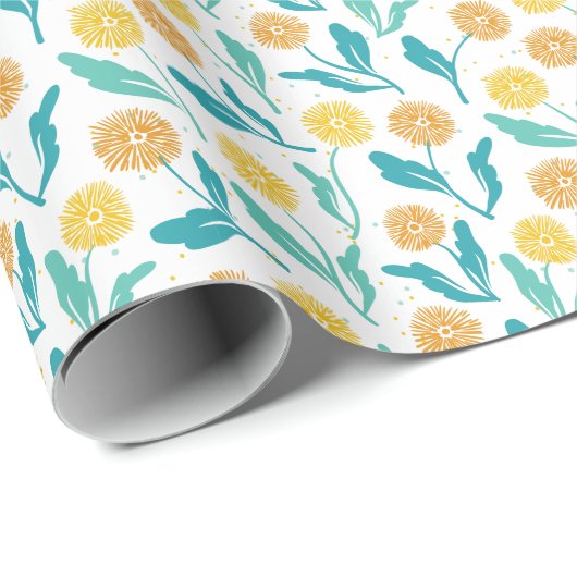 Yellow Dandelion Floral Pattern - Natuur-geïnspire Cadeaupapier (Rol Hoek)