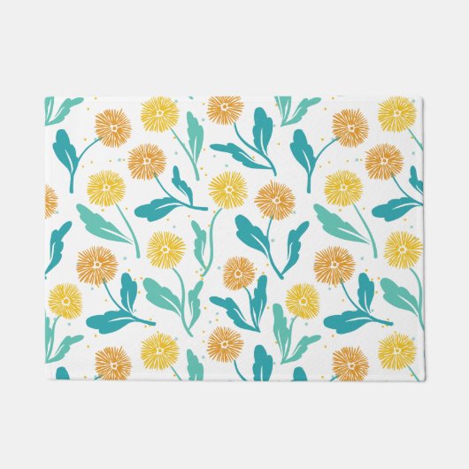 Yellow Dandelion Floral Pattern - Natuur-geïnspire Deurmat (Voorkant)
