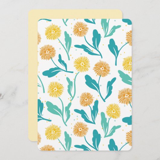 Yellow Dandelion Floral Pattern - Natuur-geïnspire Feestdagenkaart (Voorkant / Achterkant)