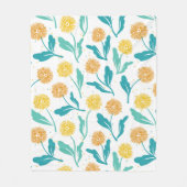 Yellow Dandelion Floral Pattern - Natuur-geïnspire Fleece Deken (Voorkant)