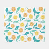 Yellow Dandelion Floral Pattern - Natuur-geïnspire Fleece Deken (Voorkant (Horizontaal))
