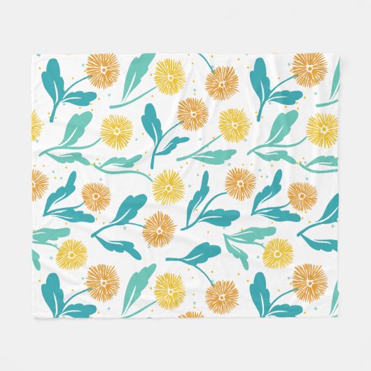Yellow Dandelion Floral Pattern - Natuur-geïnspire Fleece Deken (Voorkant (Horizontaal))