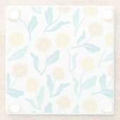 Yellow Dandelion Floral Pattern - Natuur-geïnspire Glazen Onderzetter (Achterkant)
