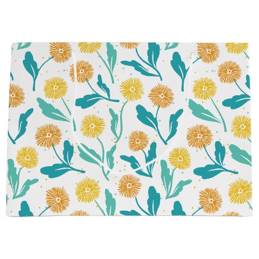 Yellow Dandelion Floral Pattern - Natuur-geïnspire Groot Cadeauzakje (Voorkant)