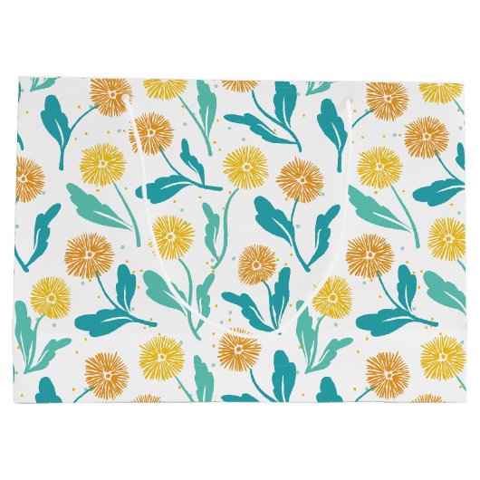 Yellow Dandelion Floral Pattern - Natuur-geïnspire Groot Cadeauzakje (Achterkant)