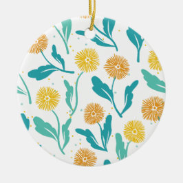 Yellow Dandelion Floral Pattern - Natuur-geïnspire Keramisch Ornament