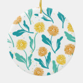 Yellow Dandelion Floral Pattern - Natuur-geïnspire Keramisch Ornament (Achterkant)