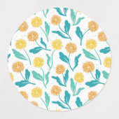 Yellow Dandelion Floral Pattern - Natuur-geïnspire Labels (Design 2)