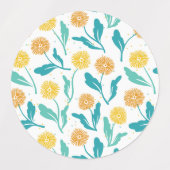 Yellow Dandelion Floral Pattern - Natuur-geïnspire Labels (Design 1)