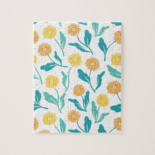 Yellow Dandelion Floral Pattern - Natuur-geïnspire Legpuzzel (Verticaal)