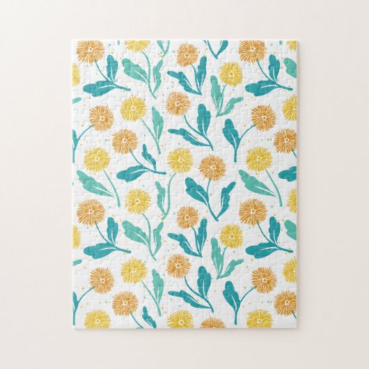 Yellow Dandelion Floral Pattern - Natuur-geïnspire Legpuzzel (Verticaal)