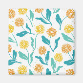Yellow Dandelion Floral Pattern - Natuur-geïnspire Magneet (Voorkant)